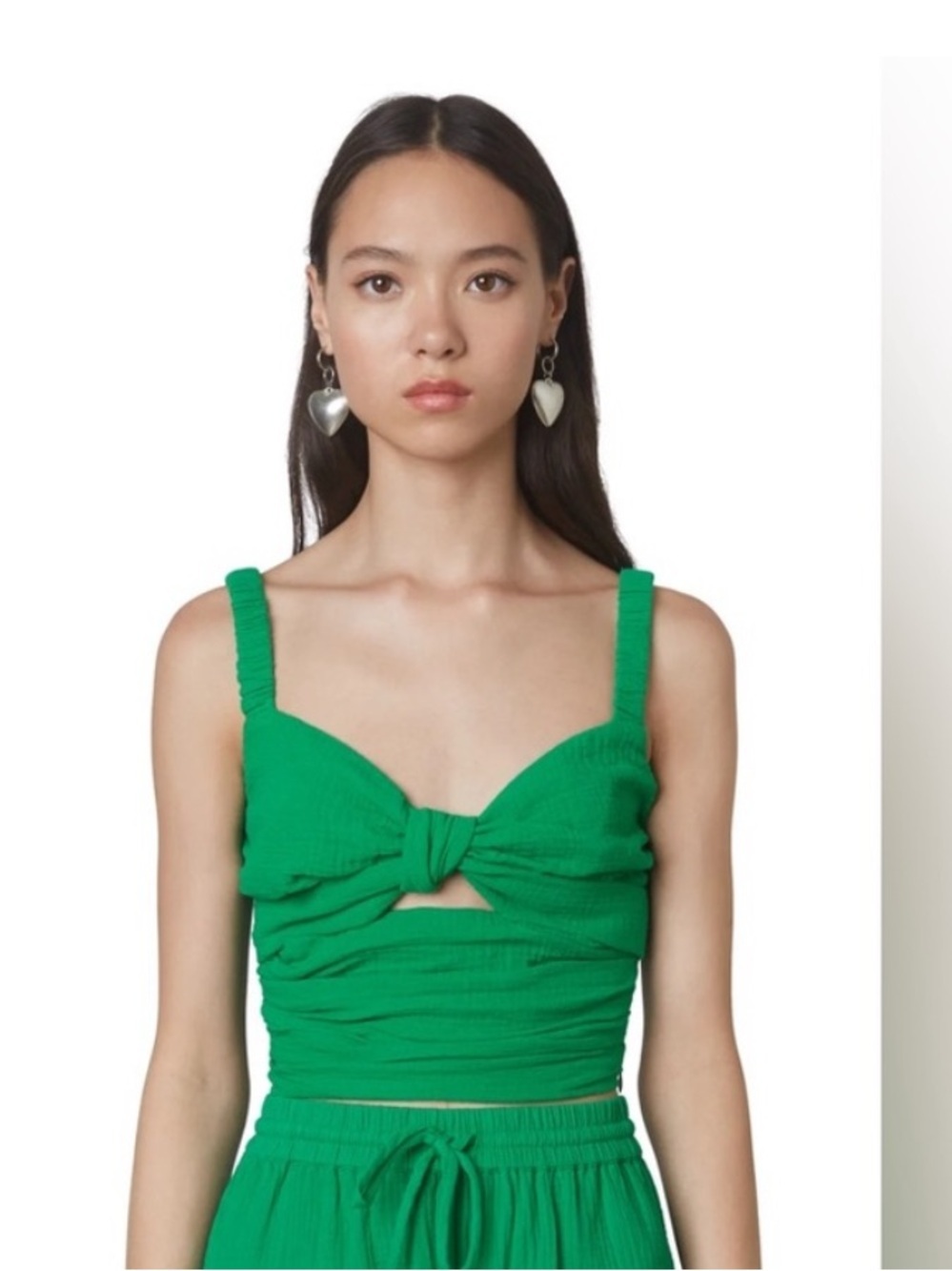 Nia The Brand Green Gauzy crop top